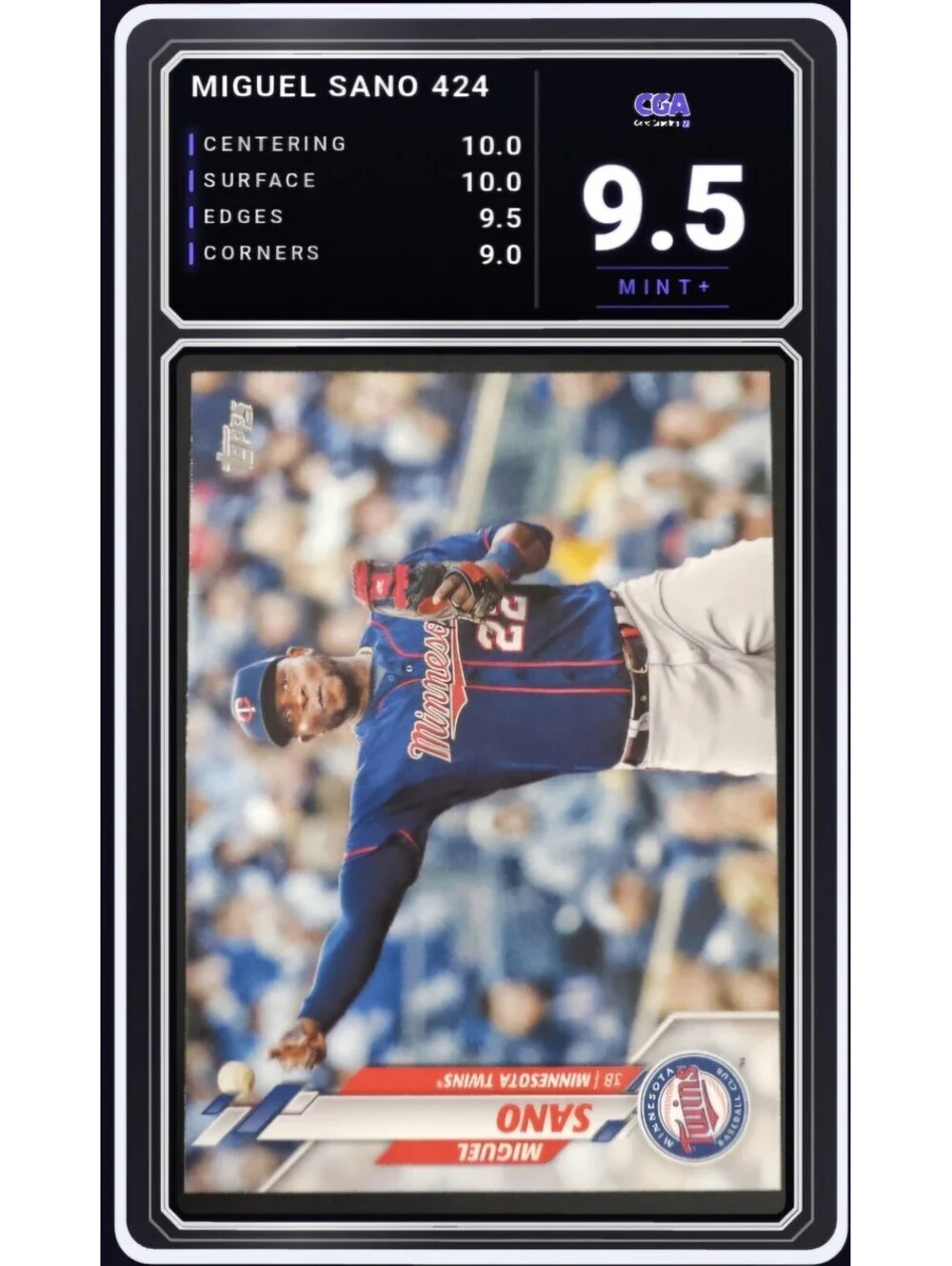 2020 Topps #424 Miguel Sano Minnesota Twins 3B MLB Card - CGA 9.5 Digital Grade